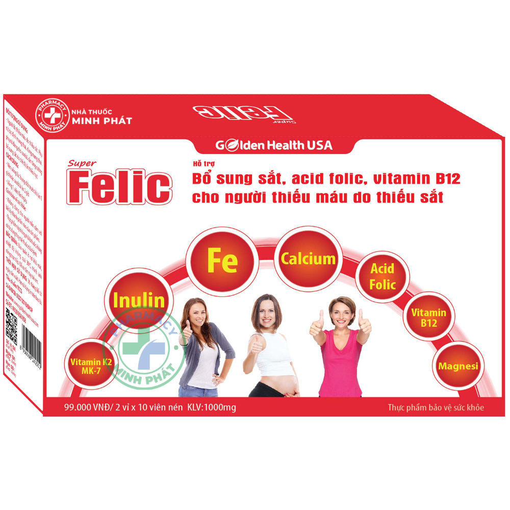 SUPER FELIC - Bổ sung sắt, giảm thiếu máu do thiếu sắt